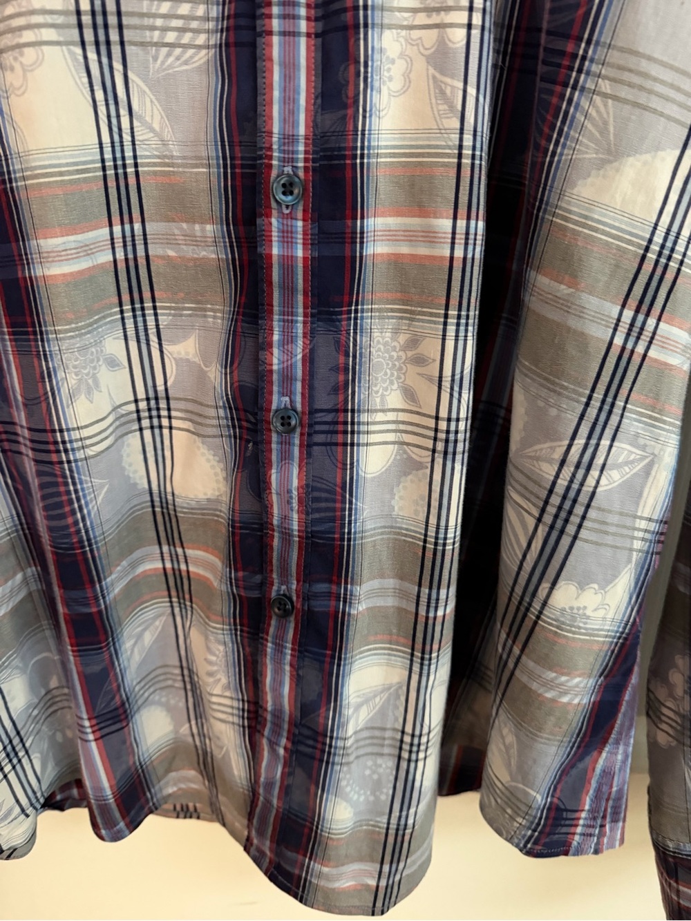 Desigual Men's Plaid Button-Up Shirt in Blue, Gray & Red - Picture 8 of 9